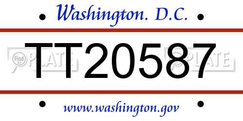 TT20587 District Of Columbia License Plate