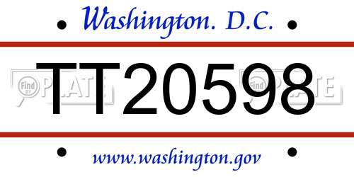 TT20598 District Of Columbia License Plate