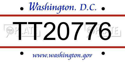 TT20776 District Of Columbia License Plate