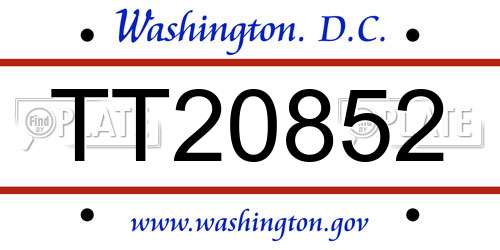 TT20852 District Of Columbia License Plate