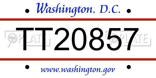 TT20857 District Of Columbia License Plate