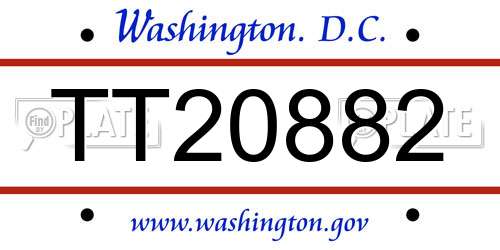 TT20882 District Of Columbia License Plate