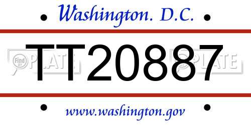 TT20887 District Of Columbia License Plate