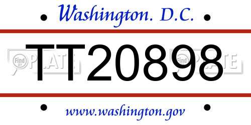 TT20898 District Of Columbia License Plate