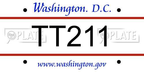 TT211 District Of Columbia License Plate