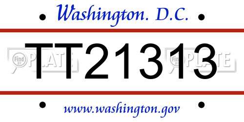 TT21313 District Of Columbia License Plate