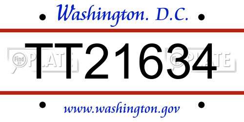 TT21634 District Of Columbia License Plate