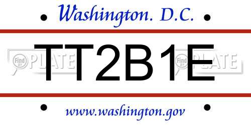 TT2B1E District Of Columbia License Plate