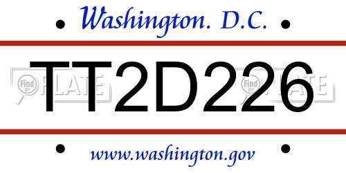 TT2D226 District Of Columbia License Plate