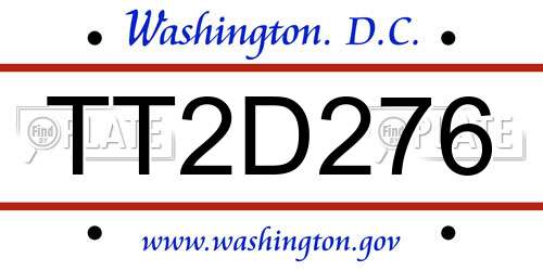 TT2D276 District Of Columbia License Plate