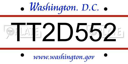 TT2D552 District Of Columbia License Plate