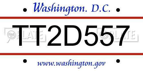 TT2D557 District Of Columbia License Plate
