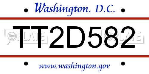 TT2D582 District Of Columbia License Plate