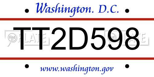 TT2D598 District Of Columbia License Plate