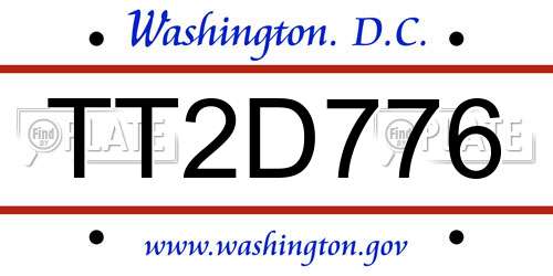 TT2D776 District Of Columbia License Plate