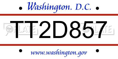 TT2D857 District Of Columbia License Plate