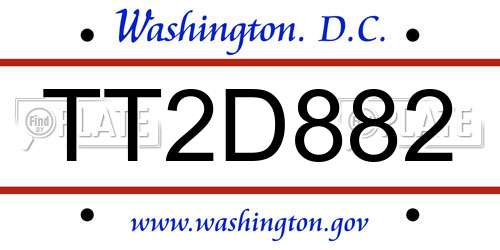 TT2D882 District Of Columbia License Plate