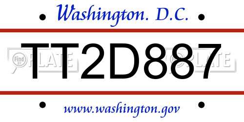 TT2D887 District Of Columbia License Plate