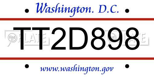 TT2D898 District Of Columbia License Plate
