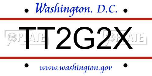 TT2G2X District Of Columbia License Plate
