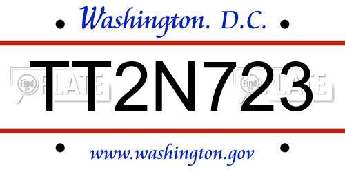 TT2N723 District Of Columbia License Plate