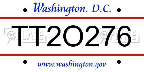 TT2O276 District Of Columbia License Plate