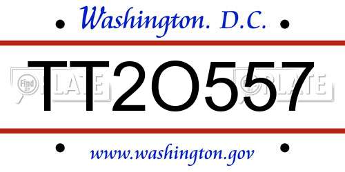 TT2O557 District Of Columbia License Plate