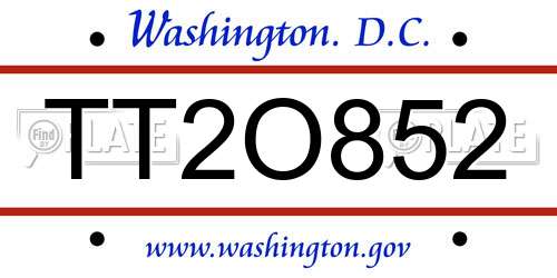TT2O852 District Of Columbia License Plate