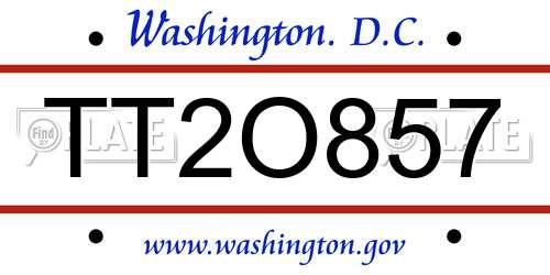 TT2O857 District Of Columbia License Plate