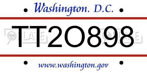 TT2O898 District Of Columbia License Plate