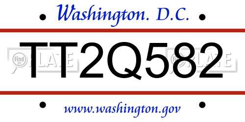 TT2Q582 District Of Columbia License Plate