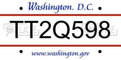 TT2Q598 District Of Columbia License Plate
