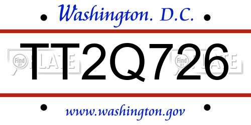 TT2Q726 District Of Columbia License Plate