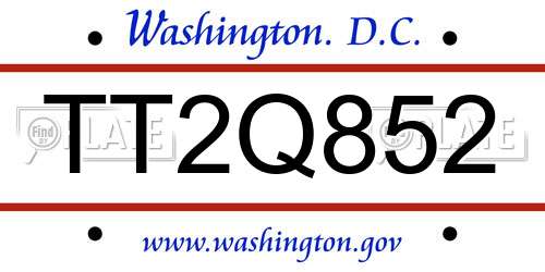 TT2Q852 District Of Columbia License Plate
