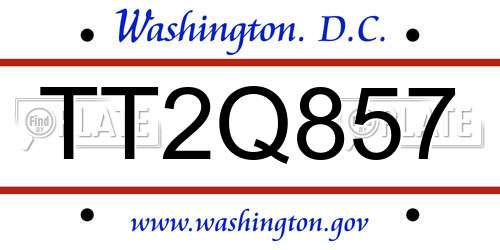 TT2Q857 District Of Columbia License Plate