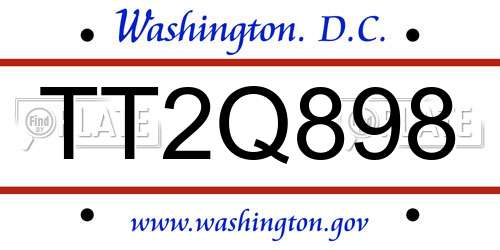 TT2Q898 District Of Columbia License Plate