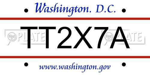 TT2X7A District Of Columbia License Plate
