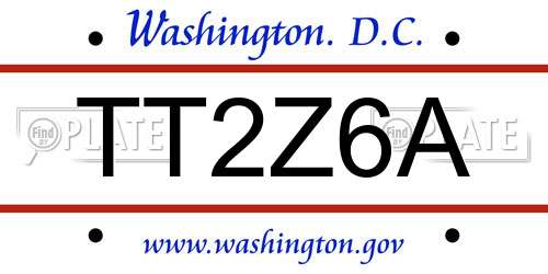 TT2Z6A District Of Columbia License Plate