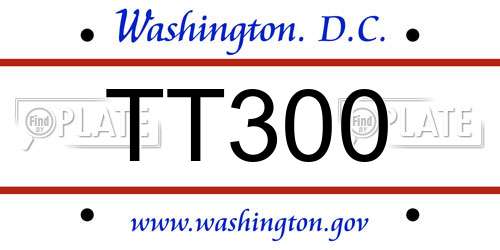 TT300 District Of Columbia License Plate
