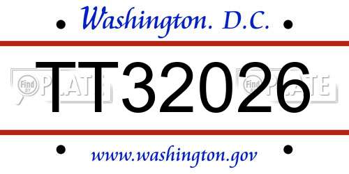 TT32026 District Of Columbia License Plate