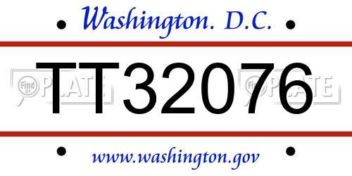 TT32076 District Of Columbia License Plate