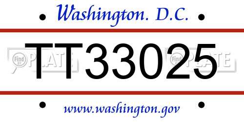 TT33025 District Of Columbia License Plate