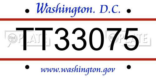 TT33075 District Of Columbia License Plate