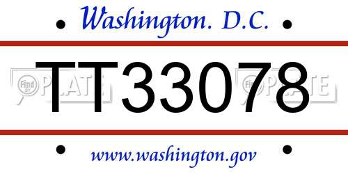 TT33078 District Of Columbia License Plate