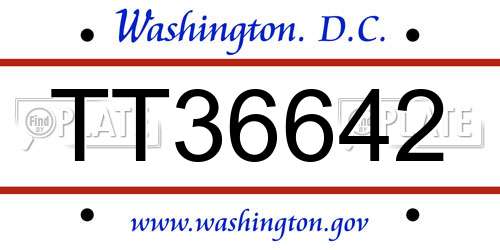 TT36642 District Of Columbia License Plate