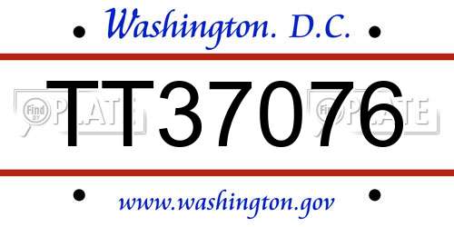 TT37076 District Of Columbia License Plate