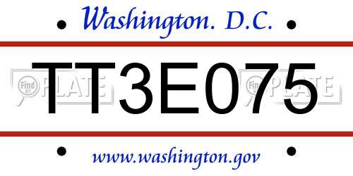 TT3E075 District Of Columbia License Plate