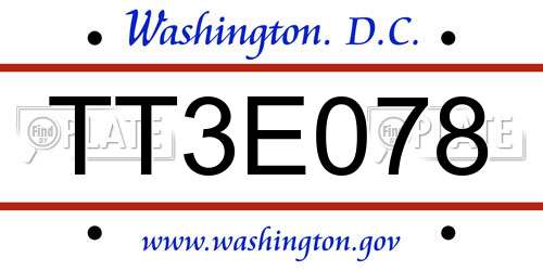 TT3E078 District Of Columbia License Plate