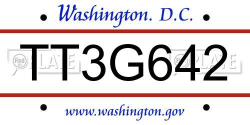 TT3G642 District Of Columbia License Plate