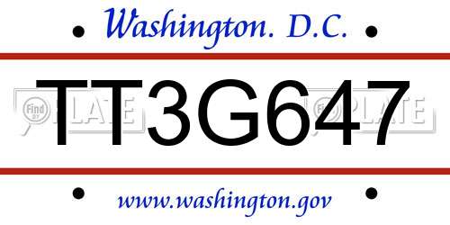 TT3G647 District Of Columbia License Plate